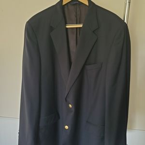 Brooks Brothers suit coat 48 XL black gold buttons BrooksEase